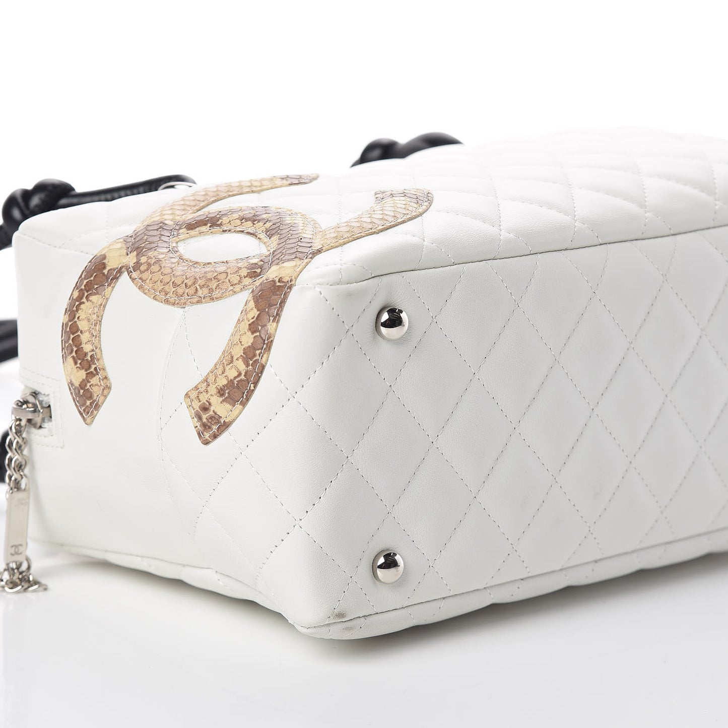 Calfskin Python Quilted Large Cambon Bowler White