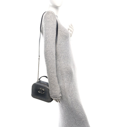 Chanel Metallic Caviar Small Coco Curve Vanity Bag Navy Blue Silver 2 of 12