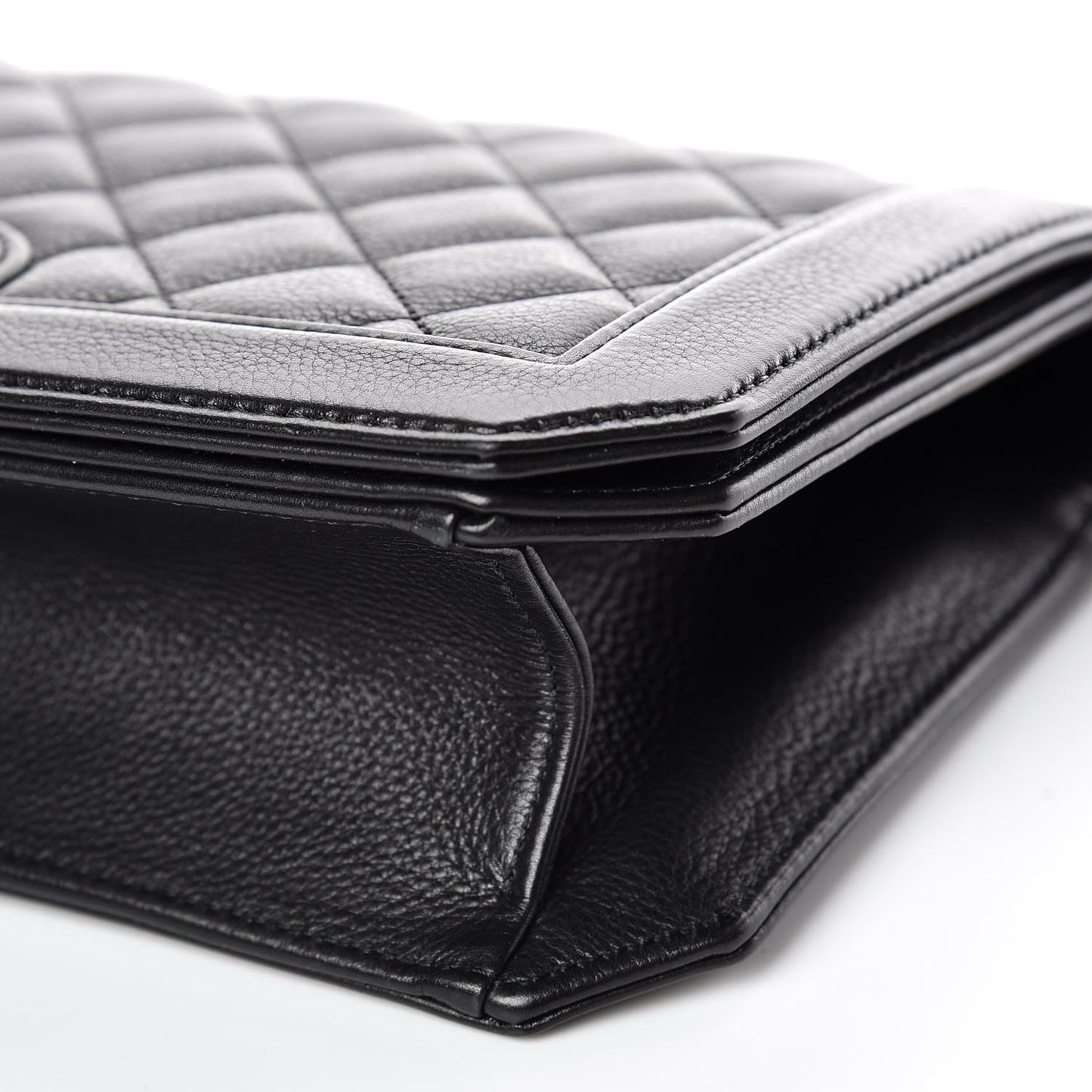 Grained Calfskin Quilted Medium Flap Black