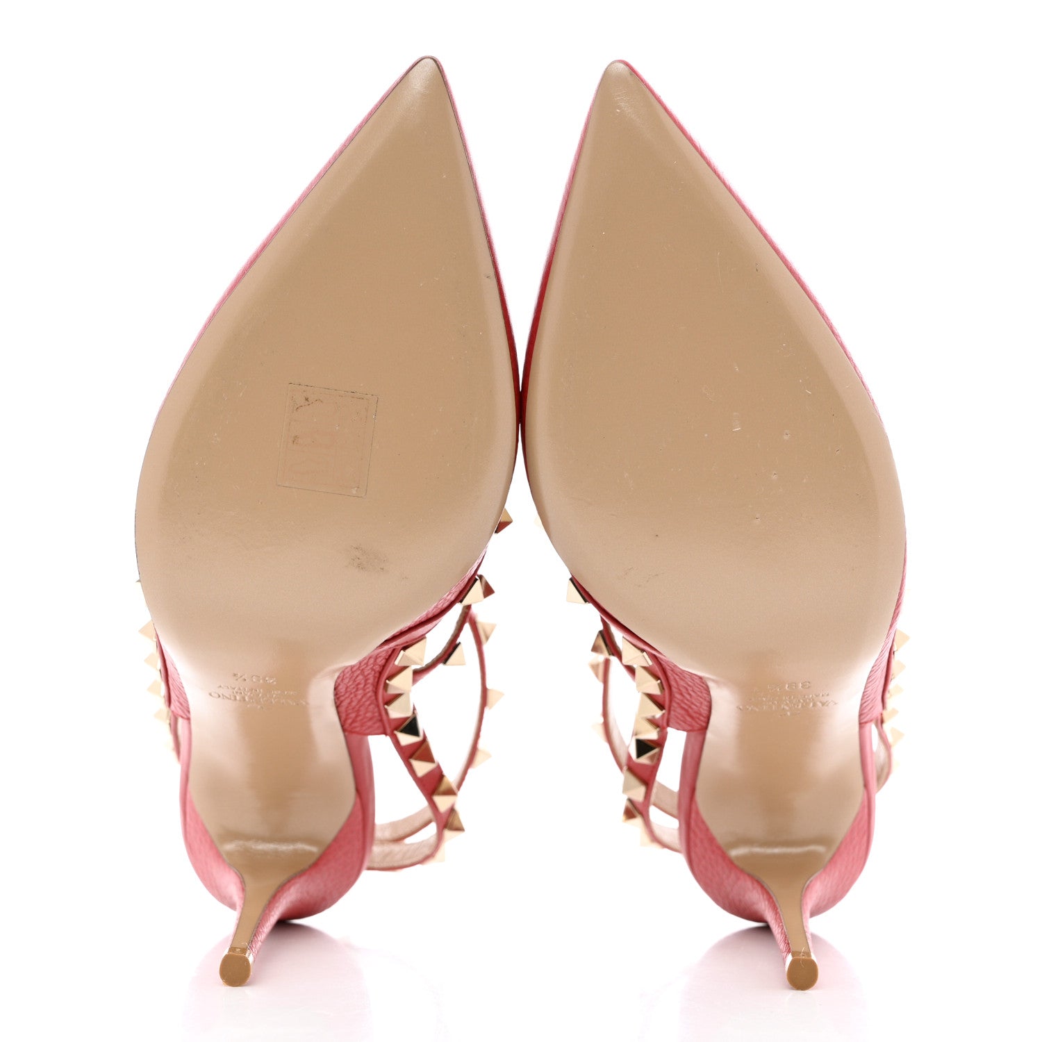 Valentino Garavani Pebbled Calfskin Rockstud Ankle Strap 100mm Pumps 39.5 Rock Pink 5 of 12