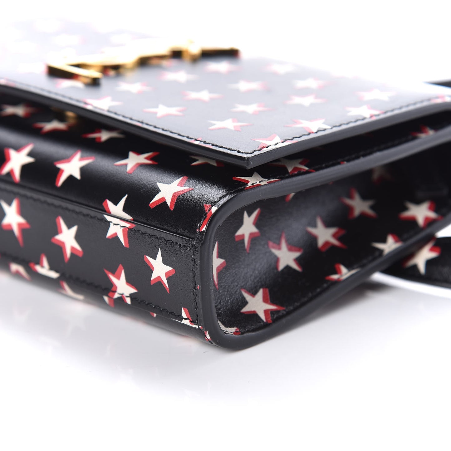 Smooth Calfskin Star Print Monogram Kate Belt Bag Black Ivory Red