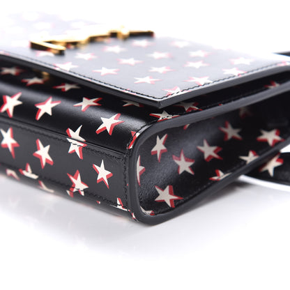 Saint Laurent Smooth Calfskin Star Print Monogram Kate Belt Bag Black Ivory Red 9 of 10
