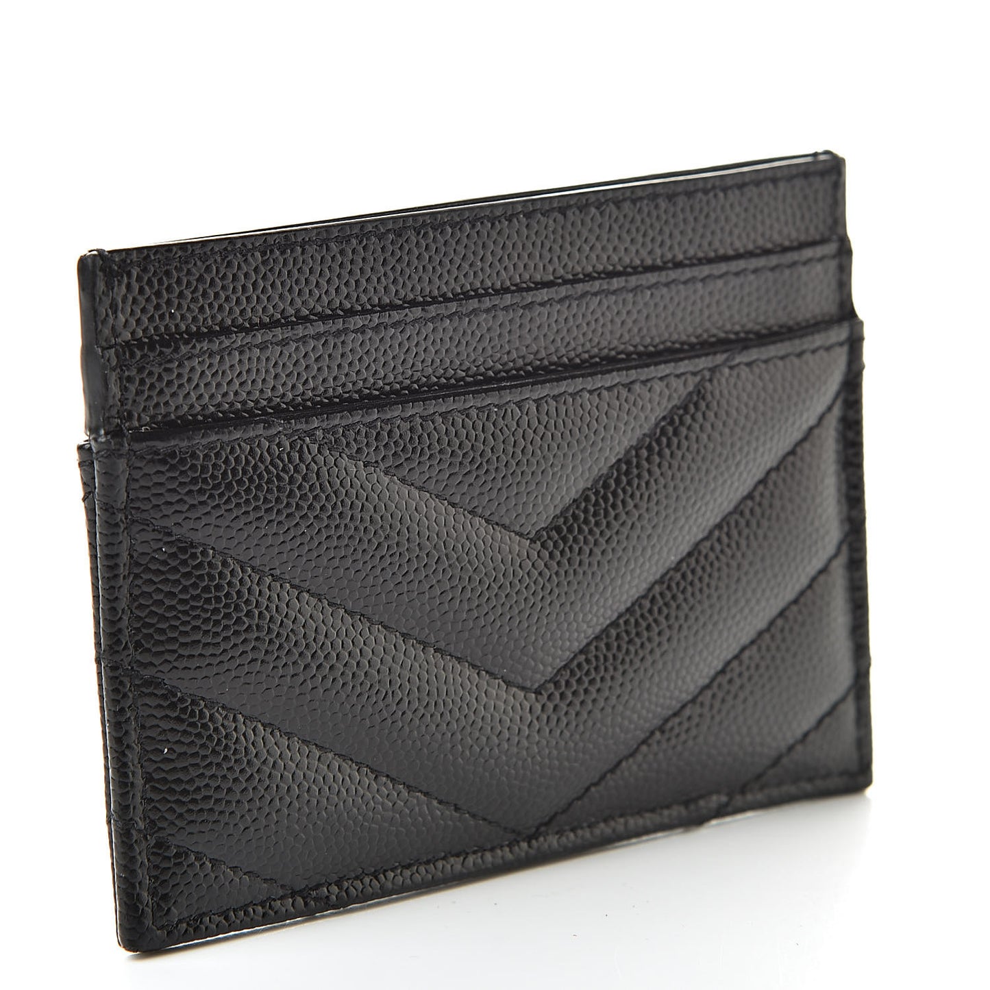 Grain De Poudre Matelasse Chevron Monogram Credit Card Case Black