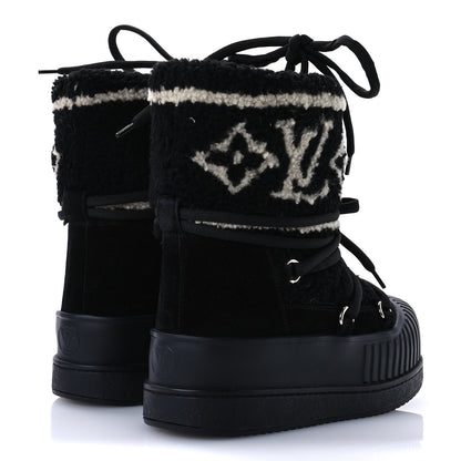 Louis Vuitton Suede Shearling Polar Flat Half Boots 36 Black 5 of 8