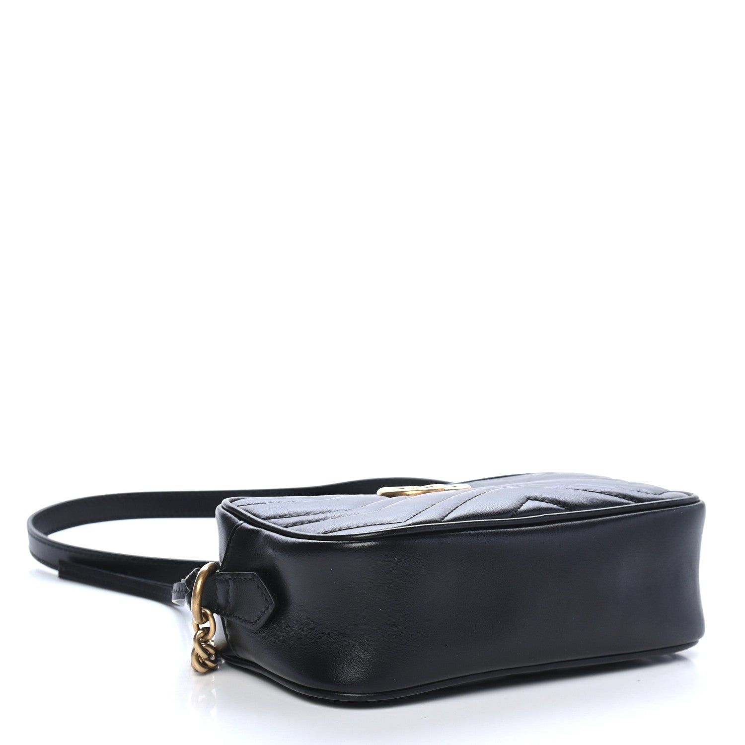 Gucci Calfskin Matelasse Mini GG Marmont Chain Shoulder Bag Black 4 of 9