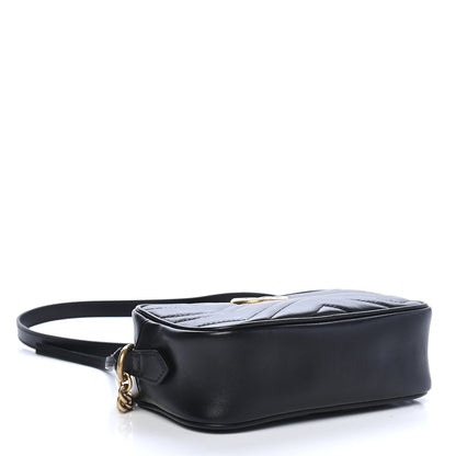 Gucci Calfskin Matelasse Mini GG Marmont Chain Shoulder Bag Black 4 of 9
