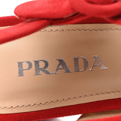 Prada Camoscio Crisscross Platform 25/85mm Sandals 37.5 Red 8 of 10