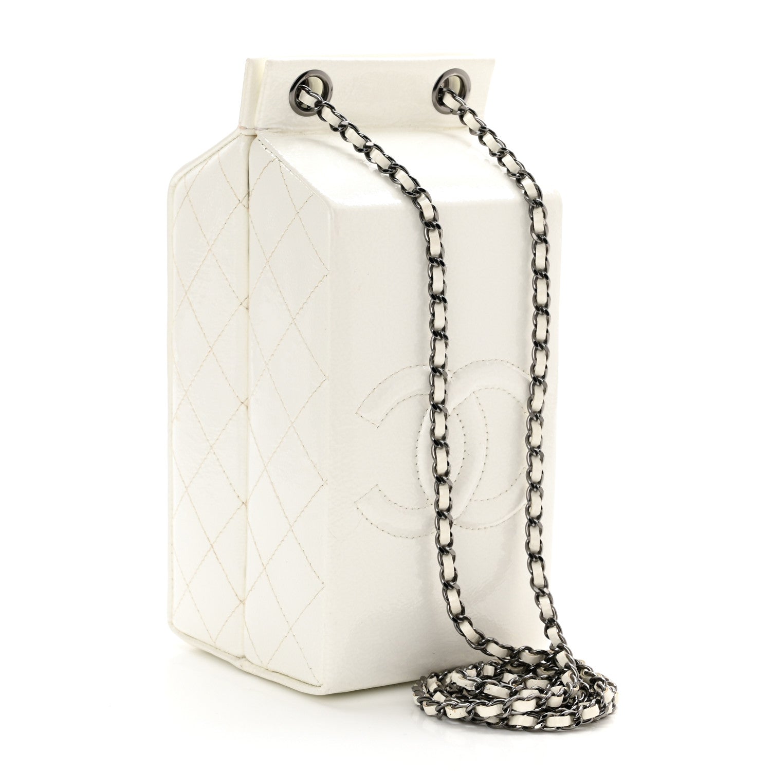 Chanel Goatskin Lait de Coco Milk Carton Bag White 3 of 10