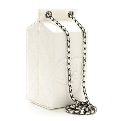 Chanel Goatskin Lait de Coco Milk Carton Bag White 3 of 10