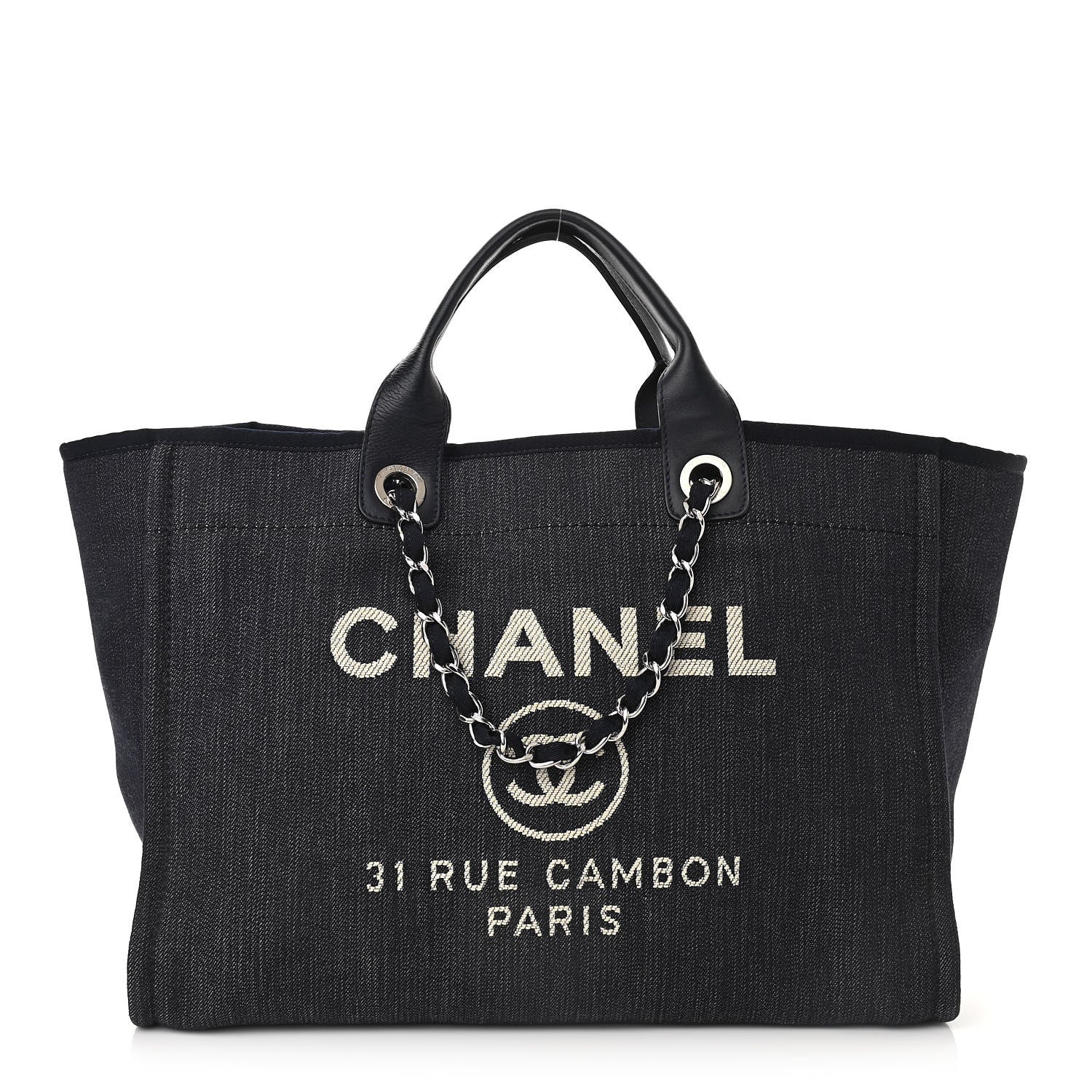 Chanel Denim Medium Deauville Tote Dark Blue 1 of 10