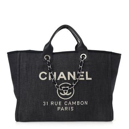Chanel Denim Medium Deauville Tote Dark Blue 1 of 10