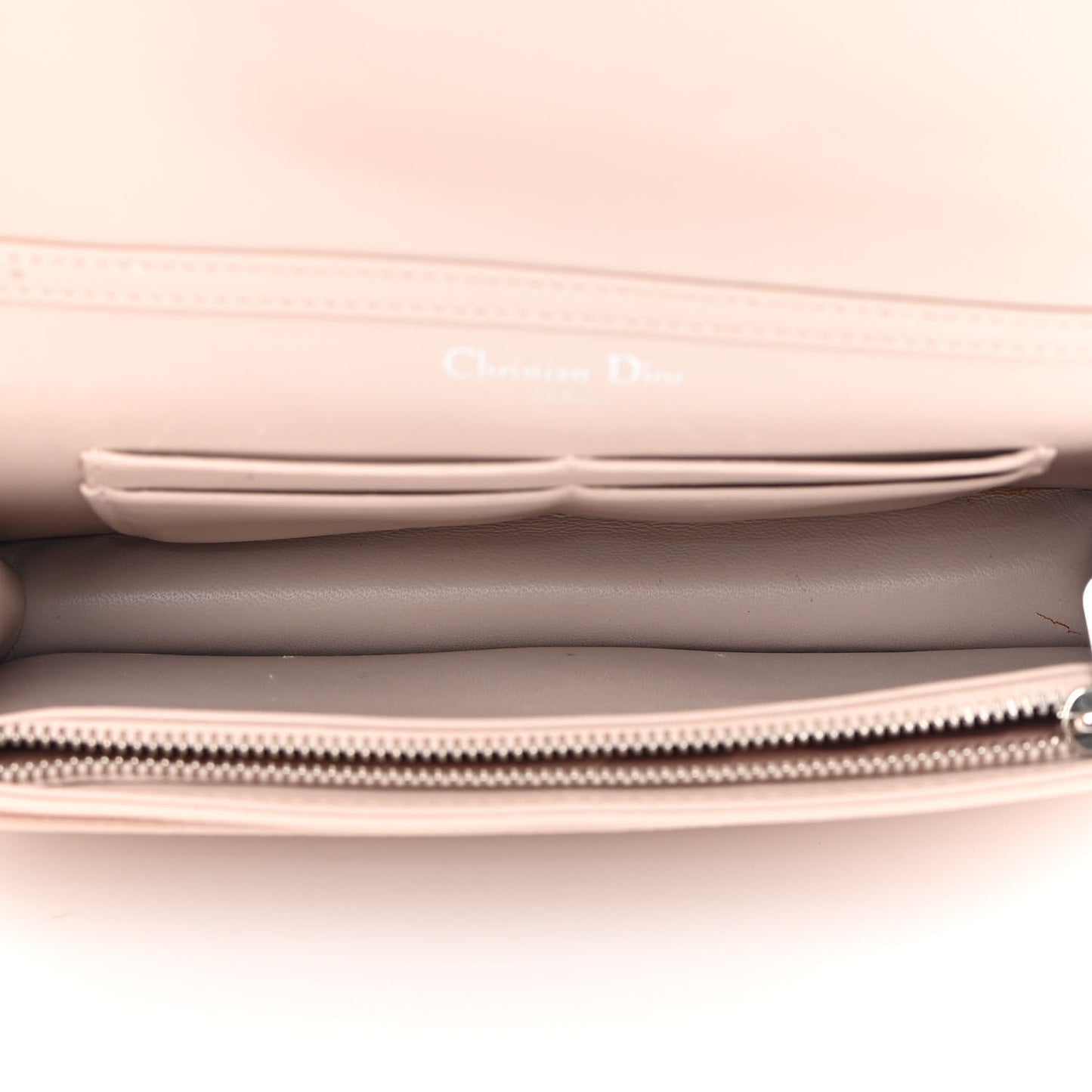 Grained Calfskin Diorama Wallet on Chain Pouch Nude