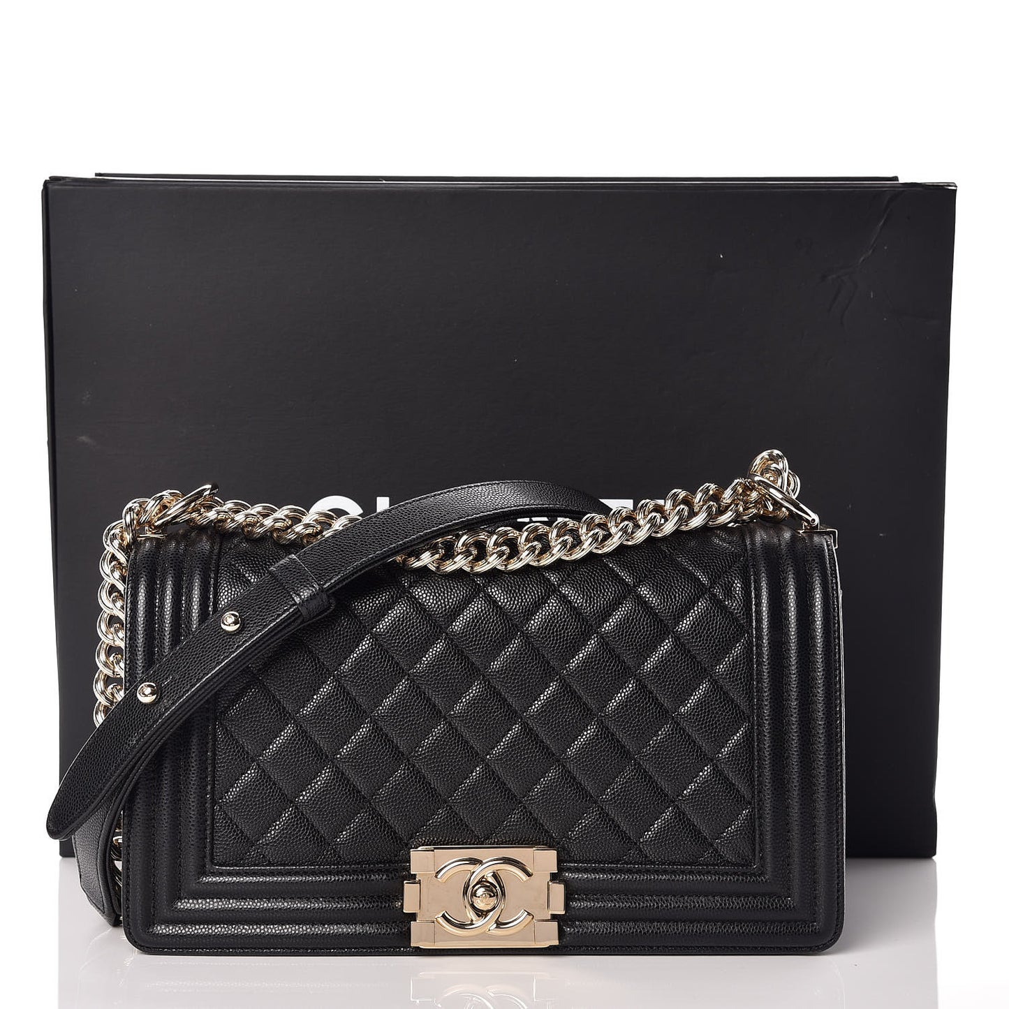 Caviar Quilted Medium Boy Flap Black