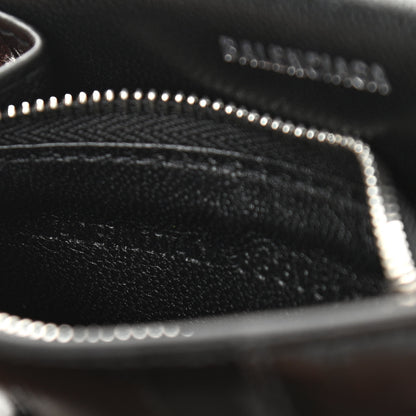 Balenciaga Shiny Calfskin Monochrome Crocodile Embossed Hourglass Chain Cardholder Black 7 of 13