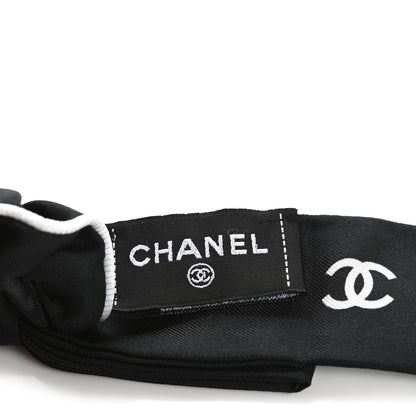 Chanel Silk CC Hair Tie Black Ecru 3 of 5