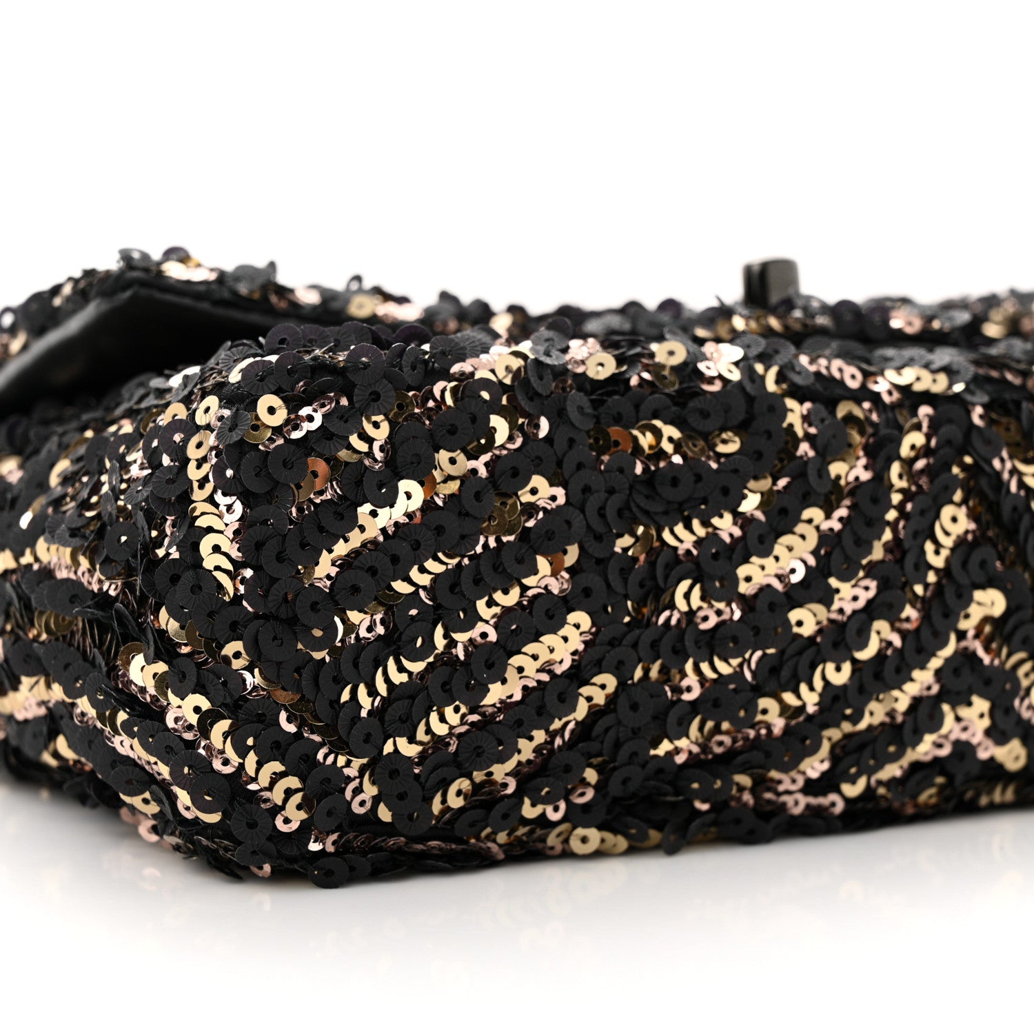Chanel Sequin Mini Rectangular Flap Black Gold 9 of 11