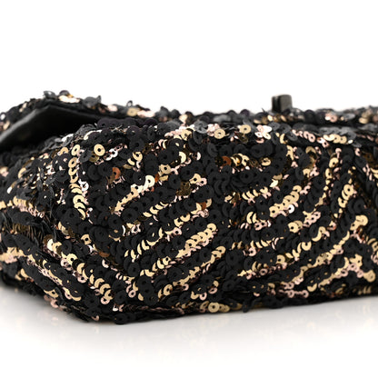 Chanel Sequin Mini Rectangular Flap Black Gold 9 of 11
