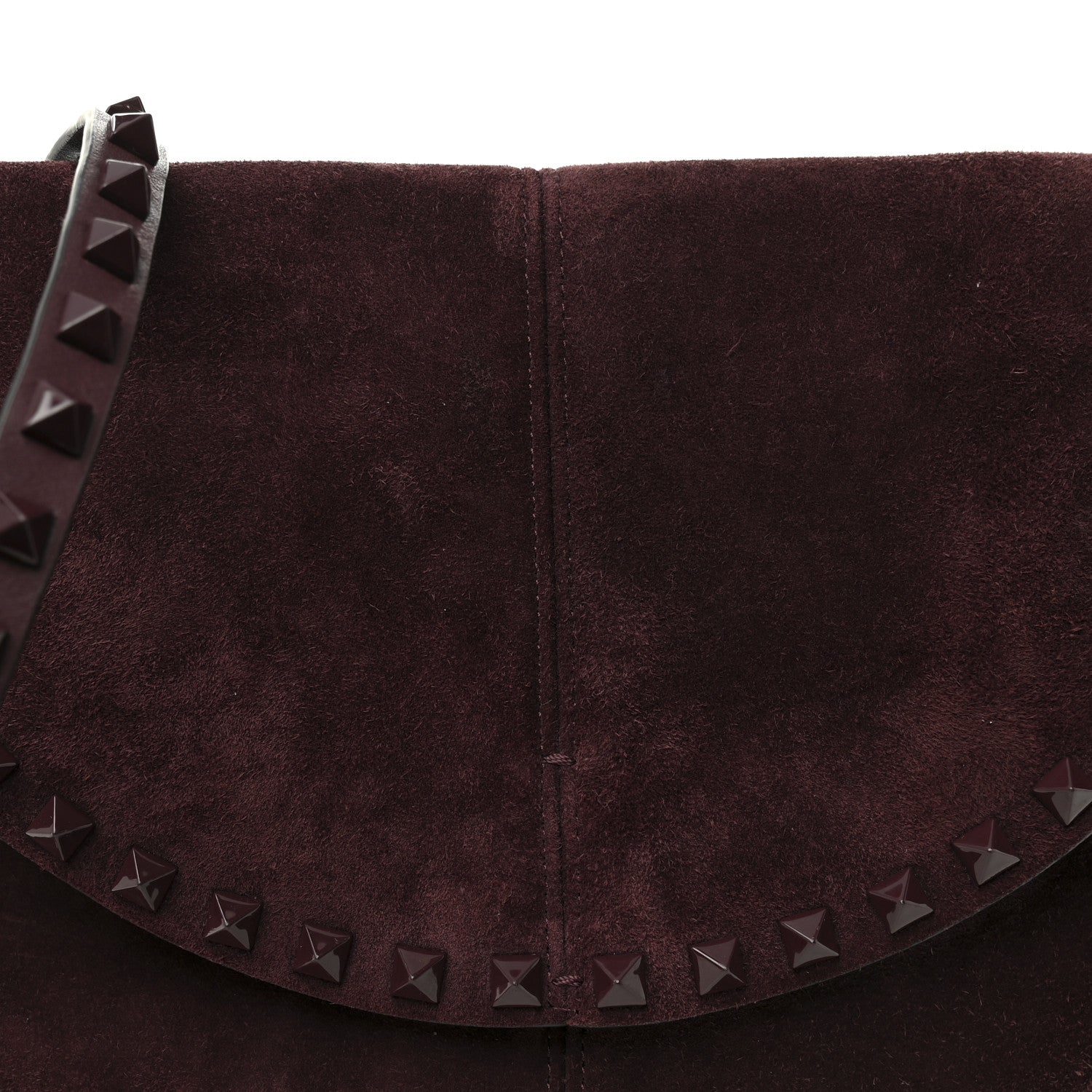 Valentino Garavani Suede Calfskin Rockstud Halfmoon Saddle Bag Rubin 7 of 9