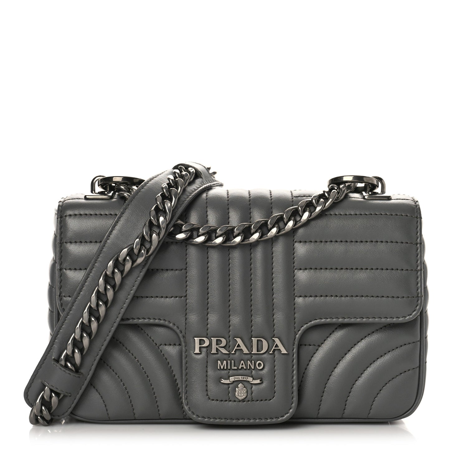 Soft Calfskin Impunture Diagramme Small Chain Flap Shoulder Bag Marmo