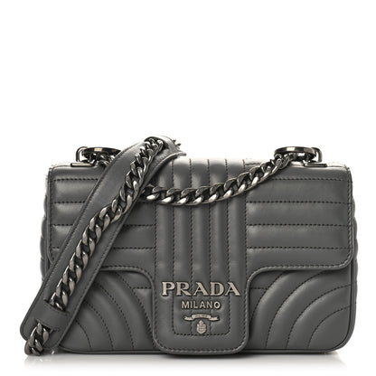 Prada Soft Calfskin Impunture Diagramme Small Chain Flap Shoulder Bag Marmo 1 of 8