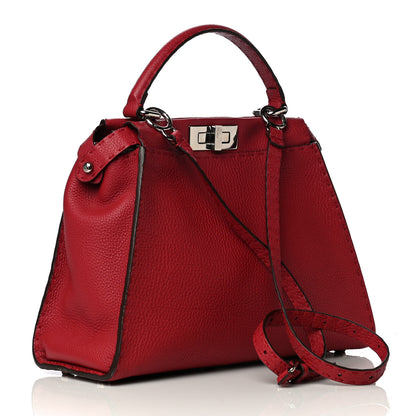 Fendi Cuoio Romano Selleria Bi-Color Medium Peekaboo Iconic Satchel Rosso Latte 3 of 18