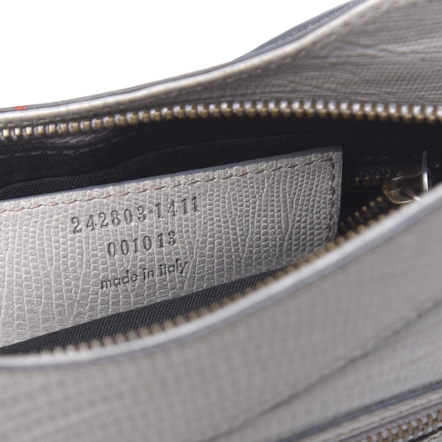 Agneau Lizard Embossed Classic Hardware Hip Gris Clair