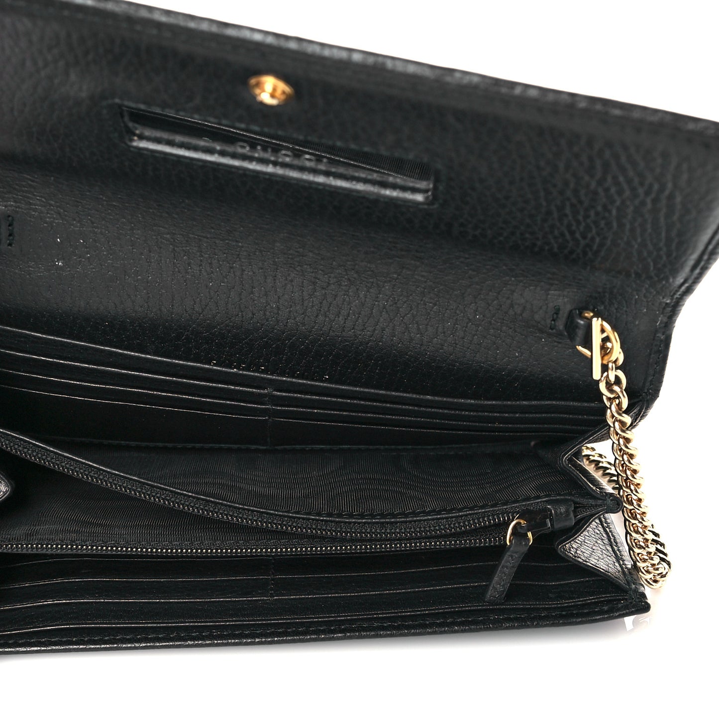 Calfskin Petite GG Marmont Wallet Chain Bag Black