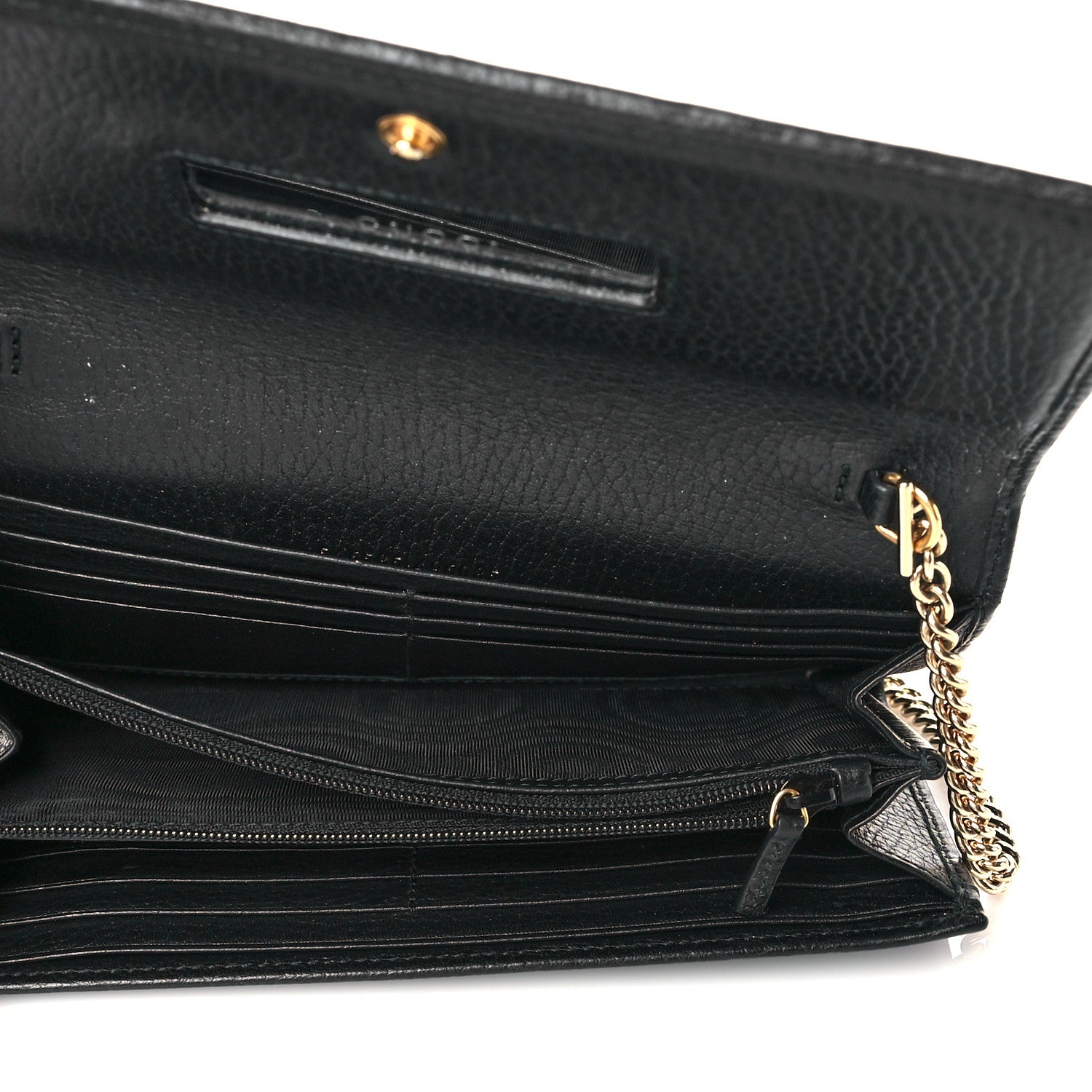 Gucci Calfskin Petite GG Marmont Wallet Chain Bag Black 5 of 10