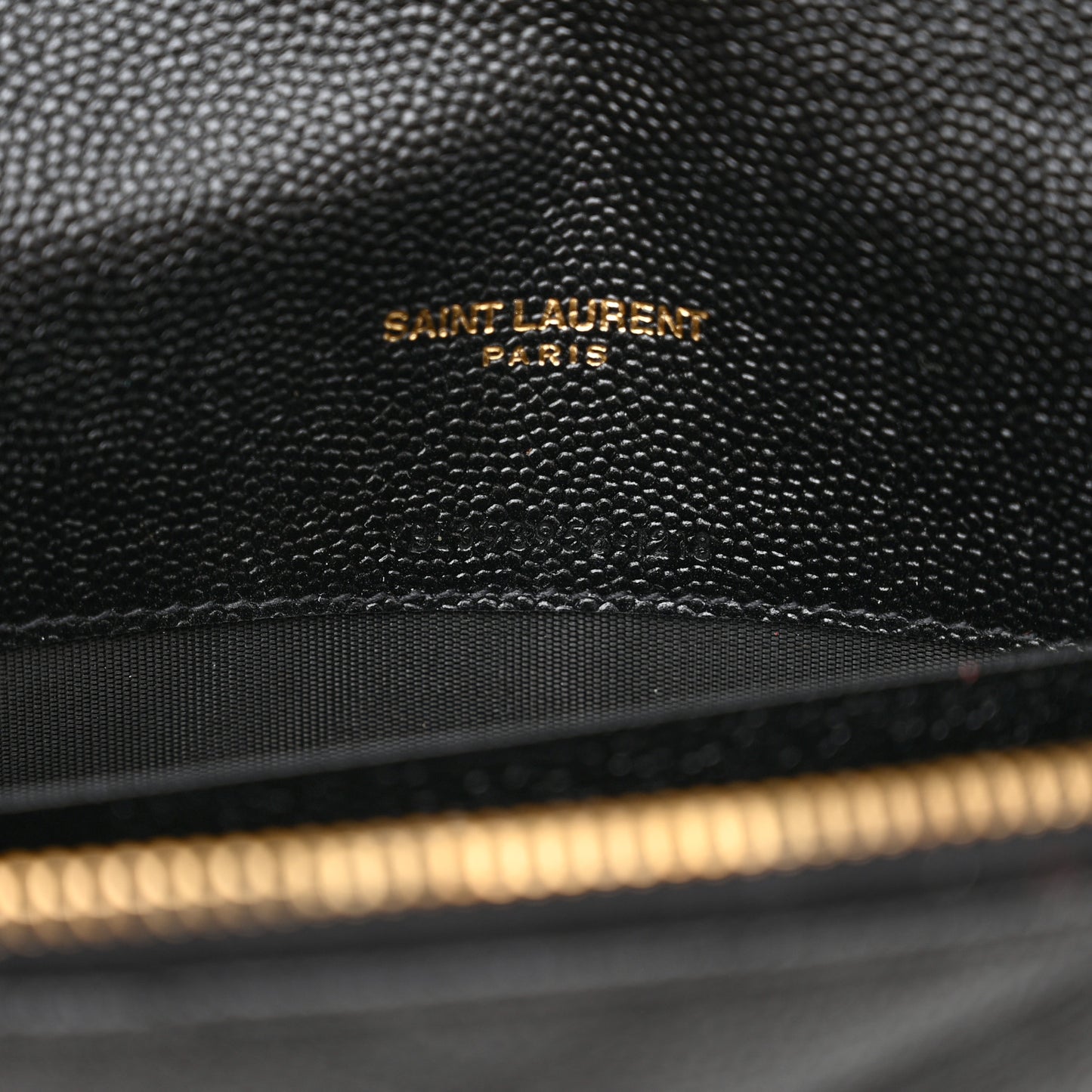 Grain De Poudre Matelasse Chevron Monogram Envelope Chain Wallet Black