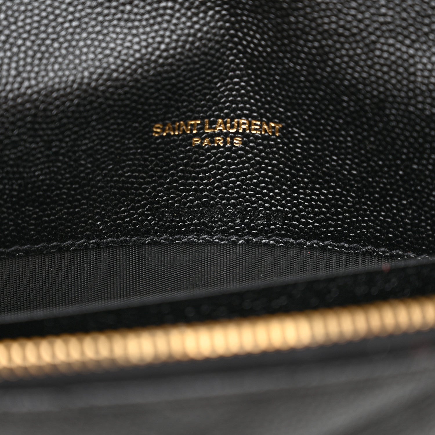 Saint Laurent Grain De Poudre Matelasse Chevron Monogram Envelope Chain Wallet Black 7 of 10