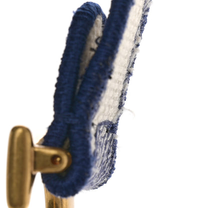 Christian Dior Canvas Embroidered Around the World Saddle Bag Blue 8 of 11
