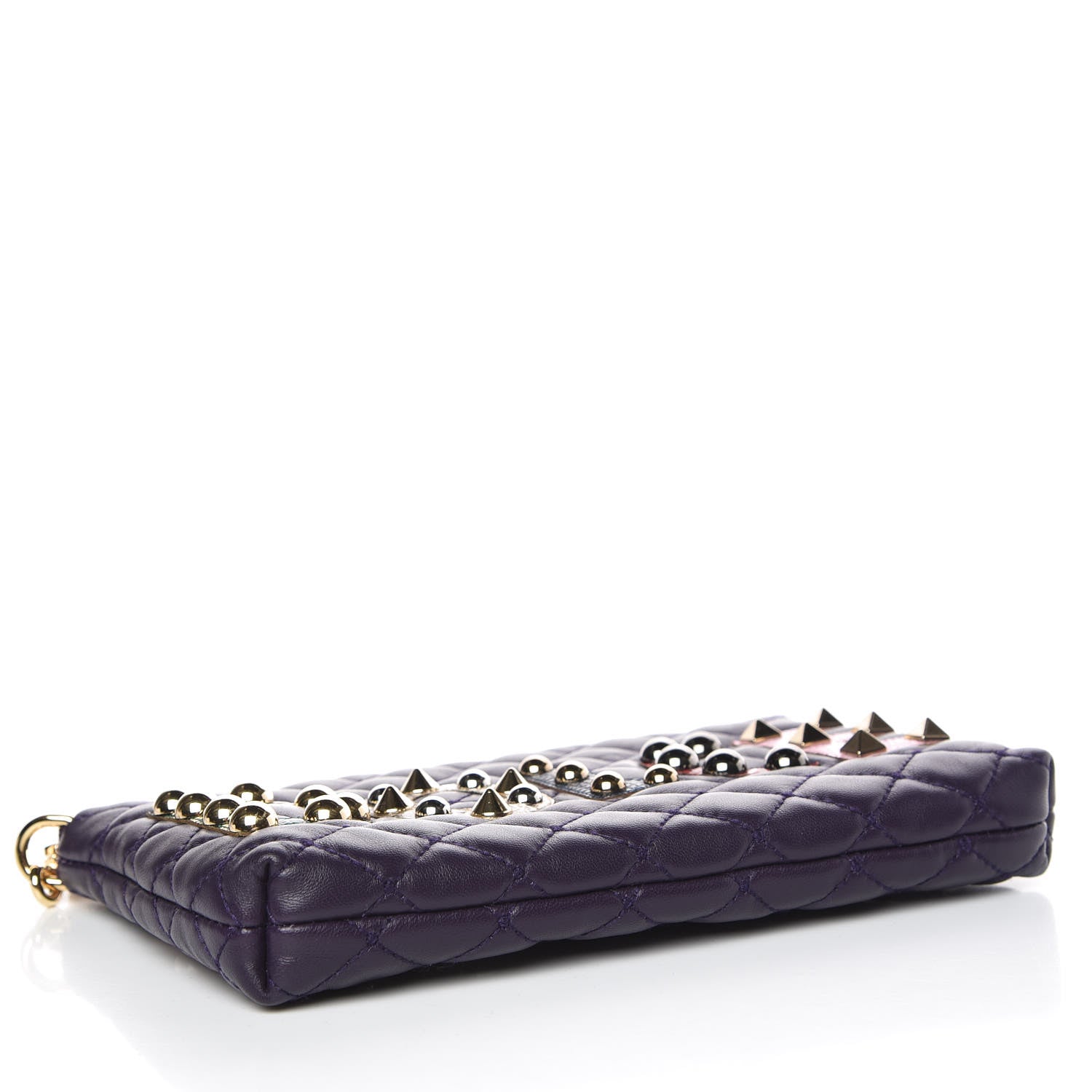 Dolce & Gabbana Lambskin Watersnake Embellished Pochette Violet 4 of 8