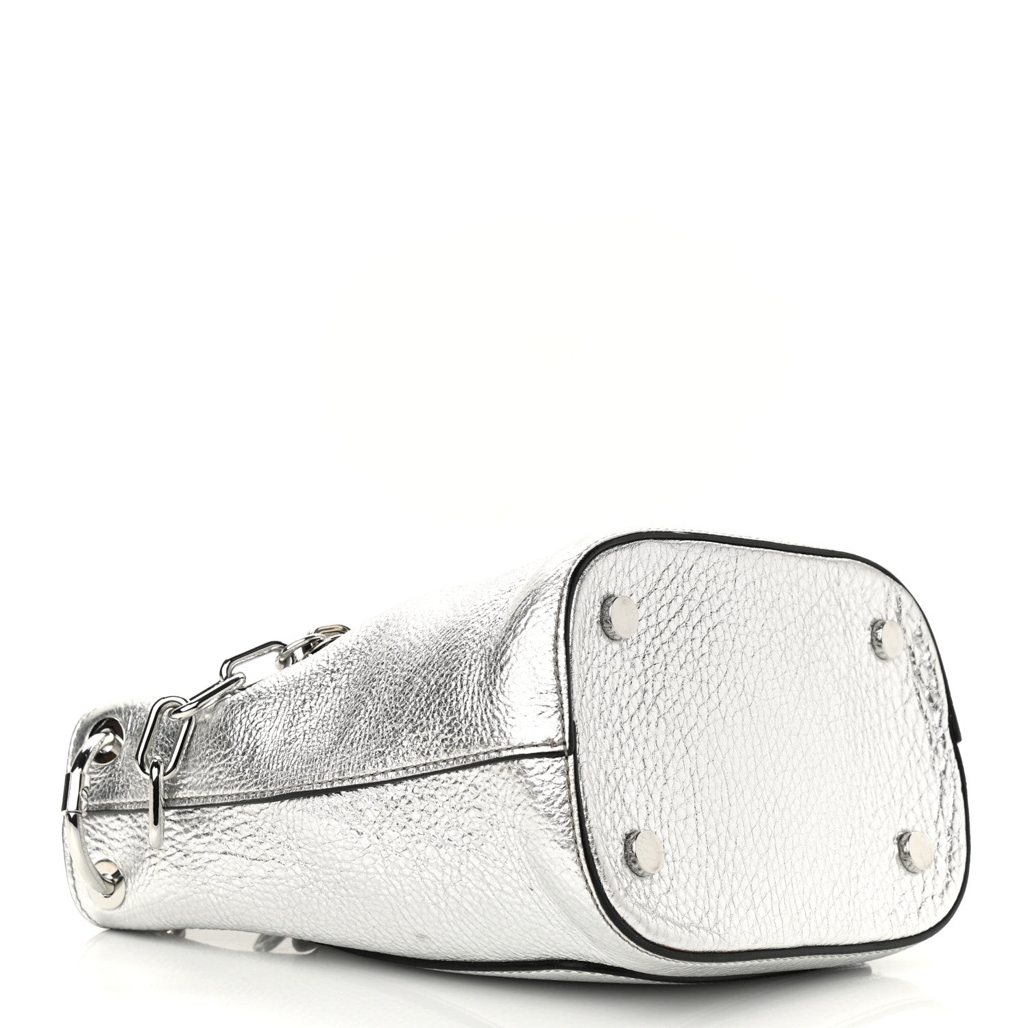Alexander Wang Metallic Pebbled Calfskin Riot Bucket Bag Silver 4 of 10