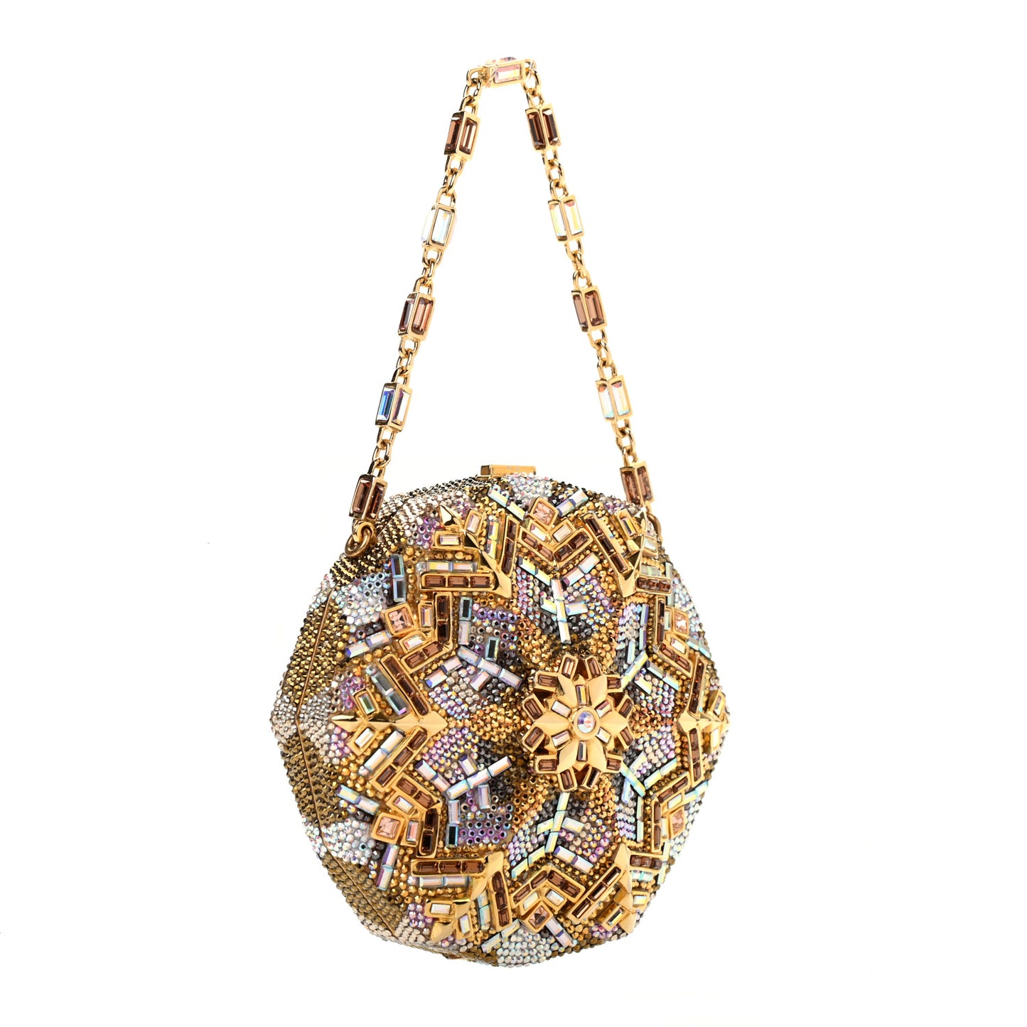 Crystal Snow Flake Minaudiere Chain Clutch Multicolor