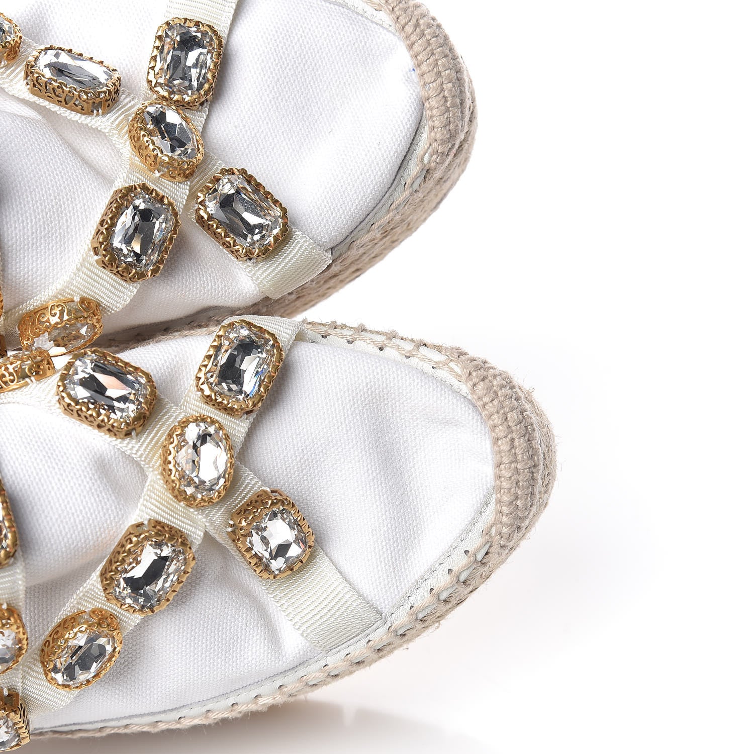 Gucci Canvas Crystal Embellished Platform Espadrilles 39 Great White 10 of 10