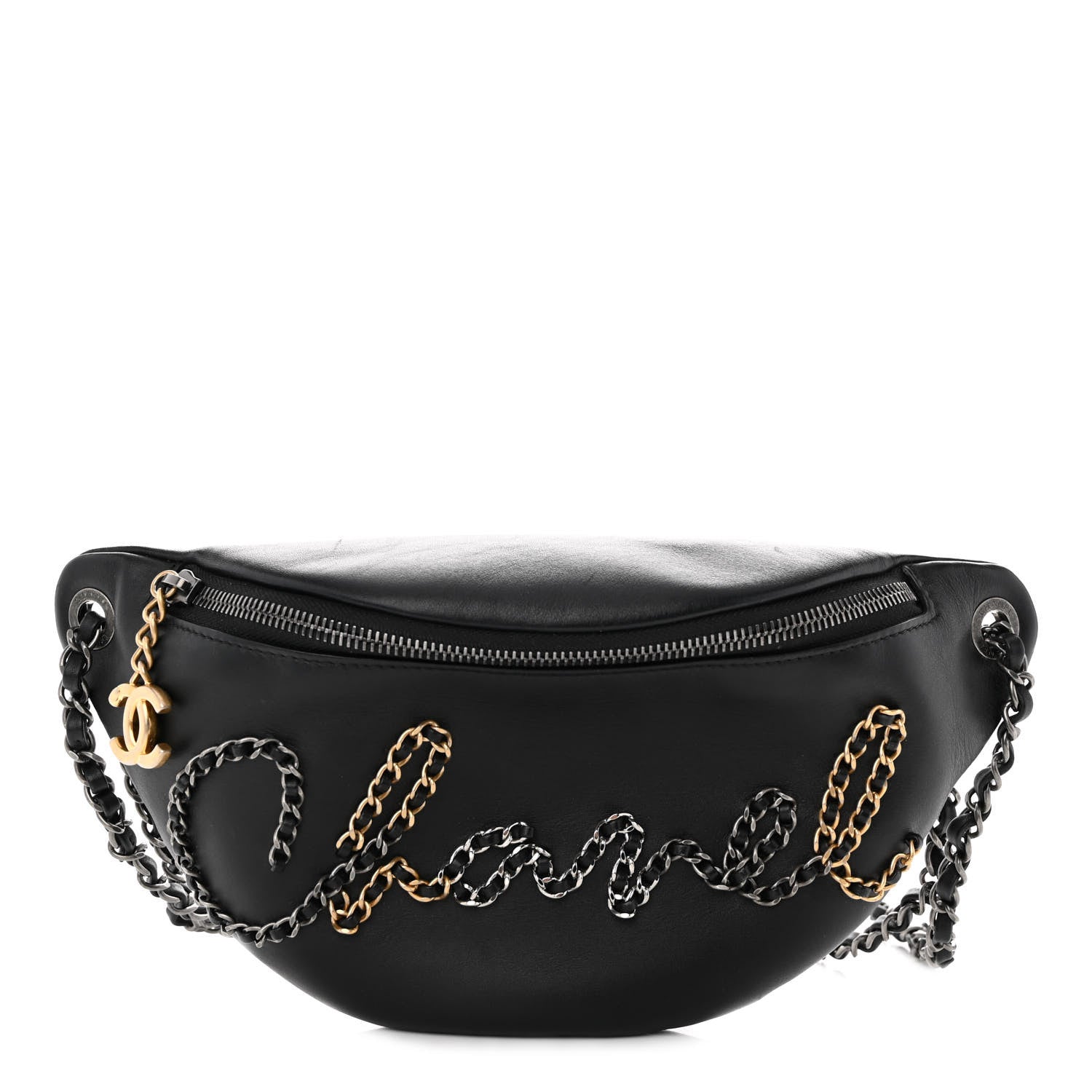 Chanel Calfskin Chain 20s Signe Waist Bag Black 1 of 10