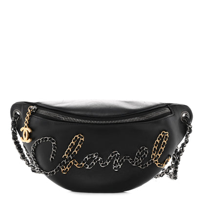 Chanel Calfskin Chain 20s Signe Waist Bag Black 1 of 10