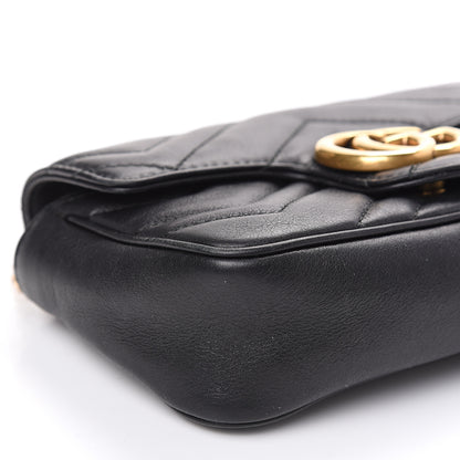 Gucci Calfskin Matelasse Super Mini GG Marmont Shoulder Bag Black 7 of 13