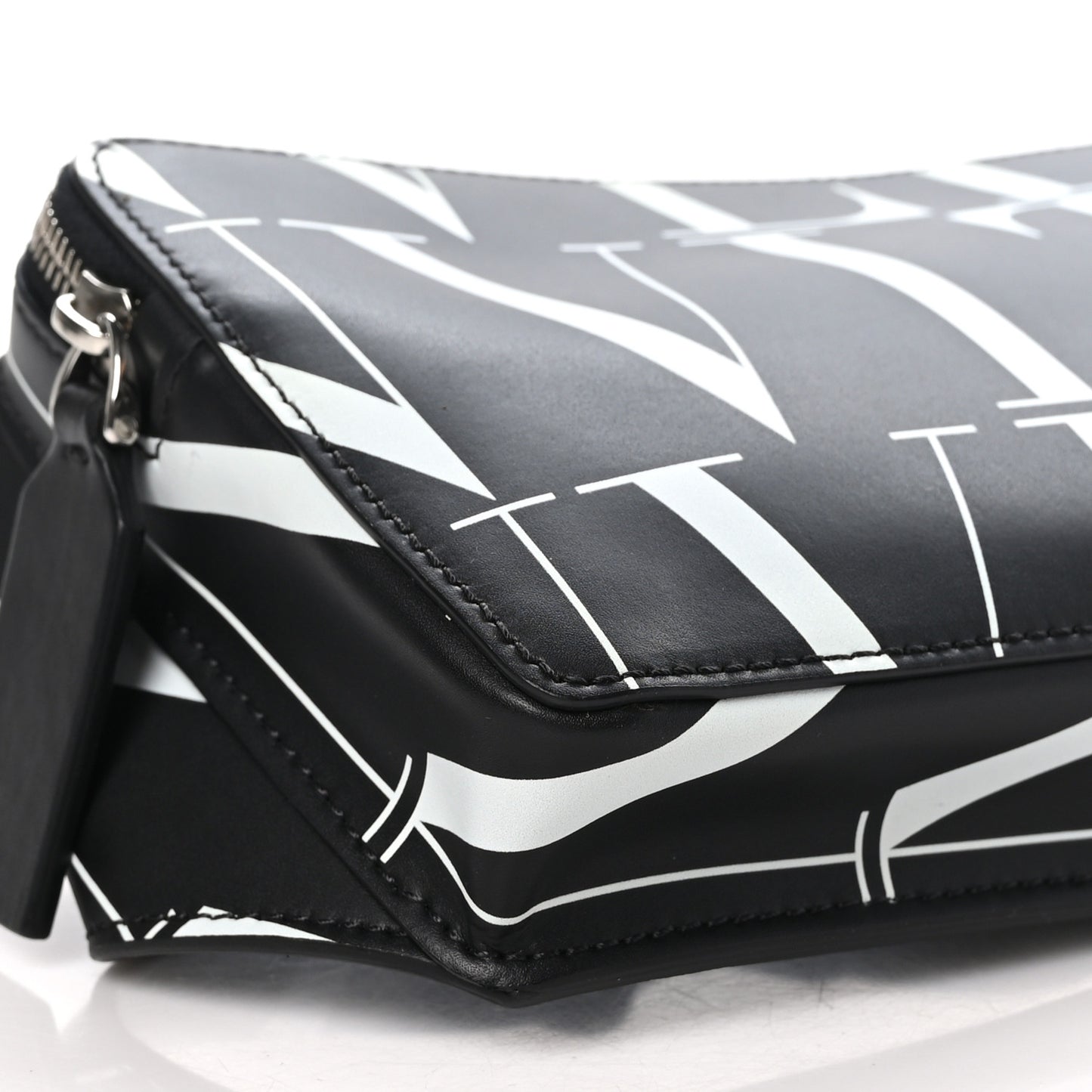 Calfskin Mens VLTN Belt Bag Black White