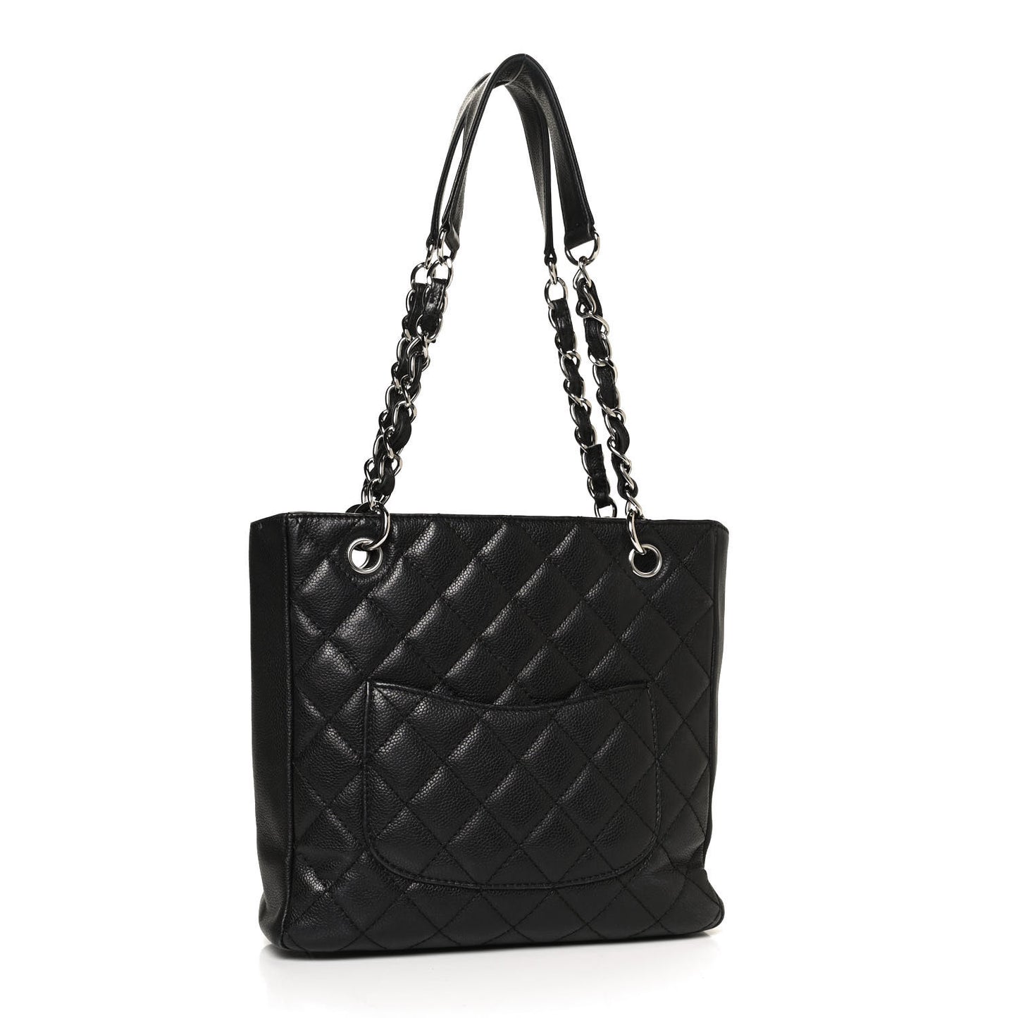 Caviar Quilted Petit Shopping Tote PST Black