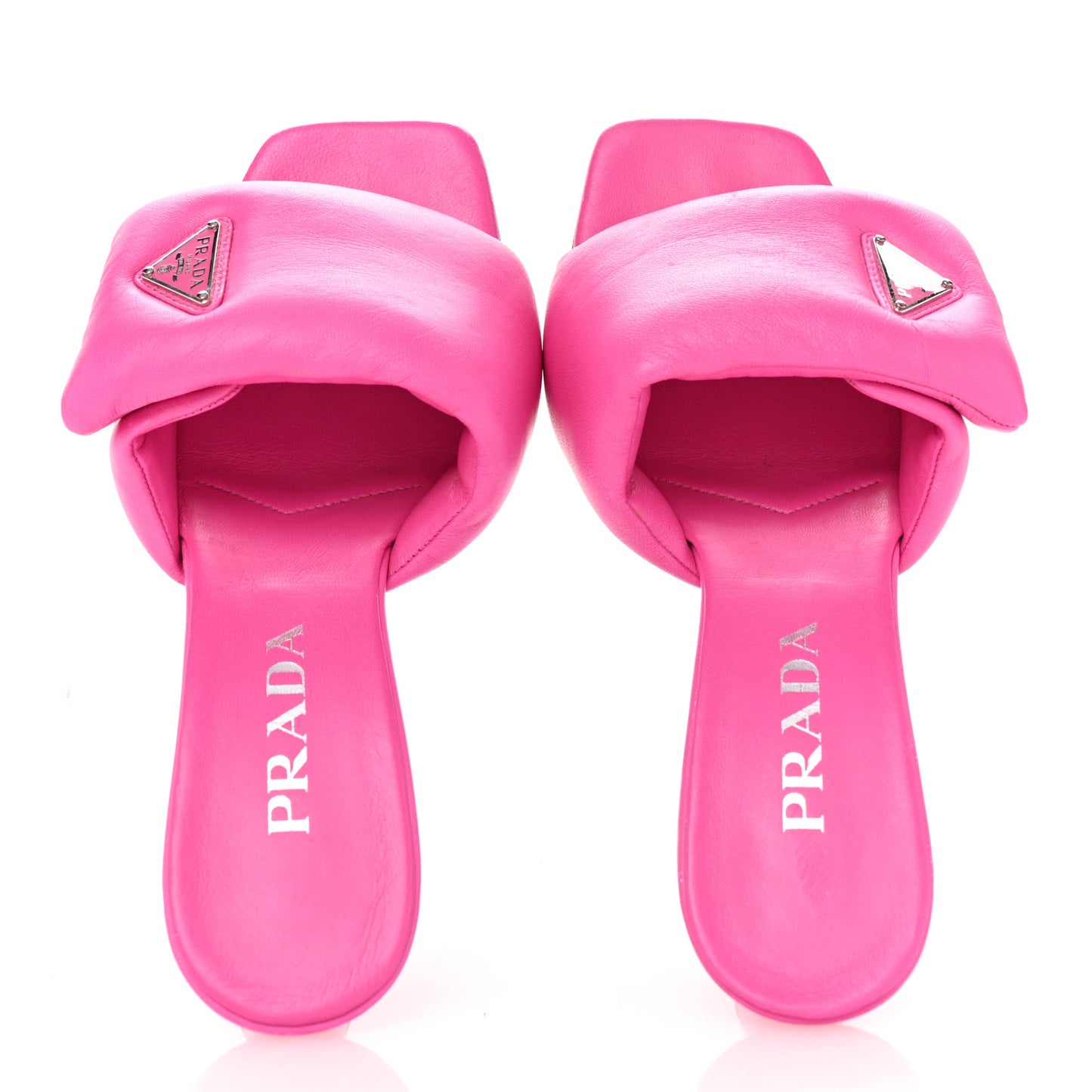 Nappa Soft Padded Metal Triangle Logo 65mm Slide Sandals 37 Begonia Fluo