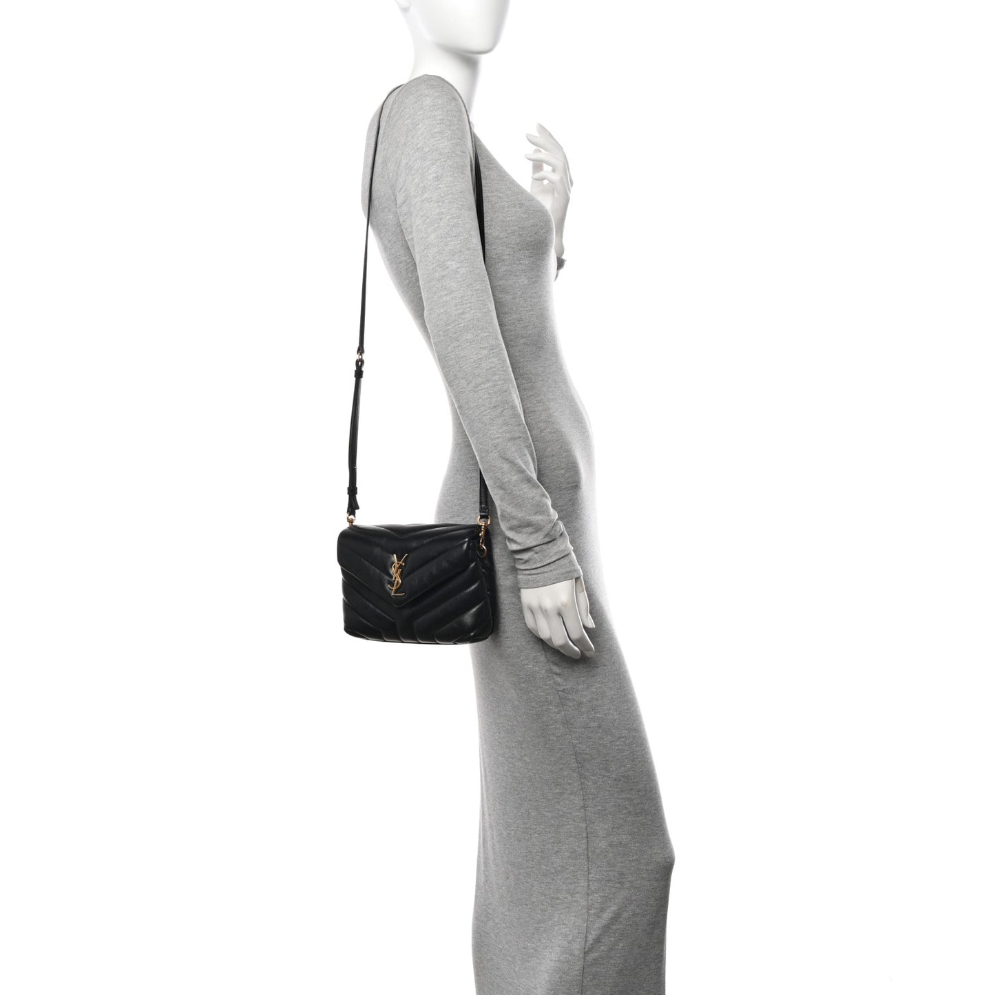 Calfskin Y Quilted Monogram Toy Loulou Crossbody Bag Black