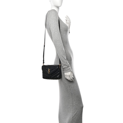 Saint Laurent Calfskin Y Quilted Monogram Toy Loulou Crossbody Bag Black 2 of 16