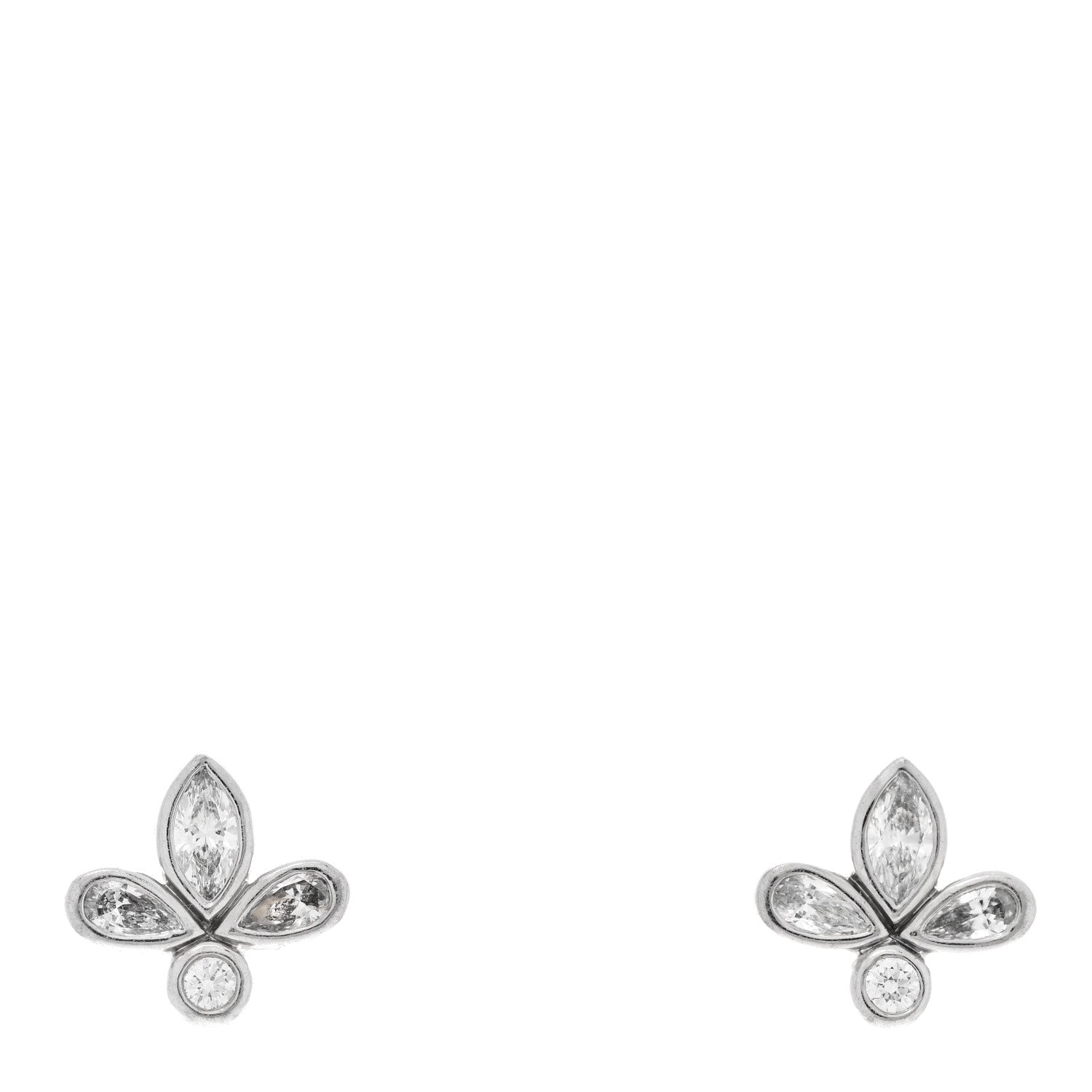 Tiffany Platinum Diamond Fleur de Lis Earrings 1 of 4