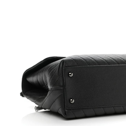 Chanel Caviar Chevron Quilted Medium Coco Handle Flap So Black 9 of 10