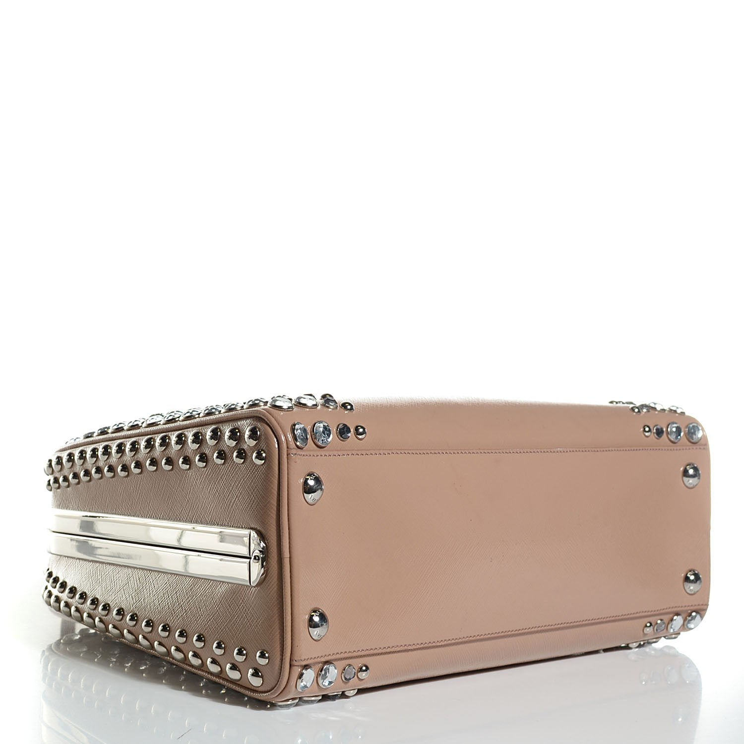 Prada Saffiano Vernice Crystal Pyramid Bag Cammeo 4 of 9