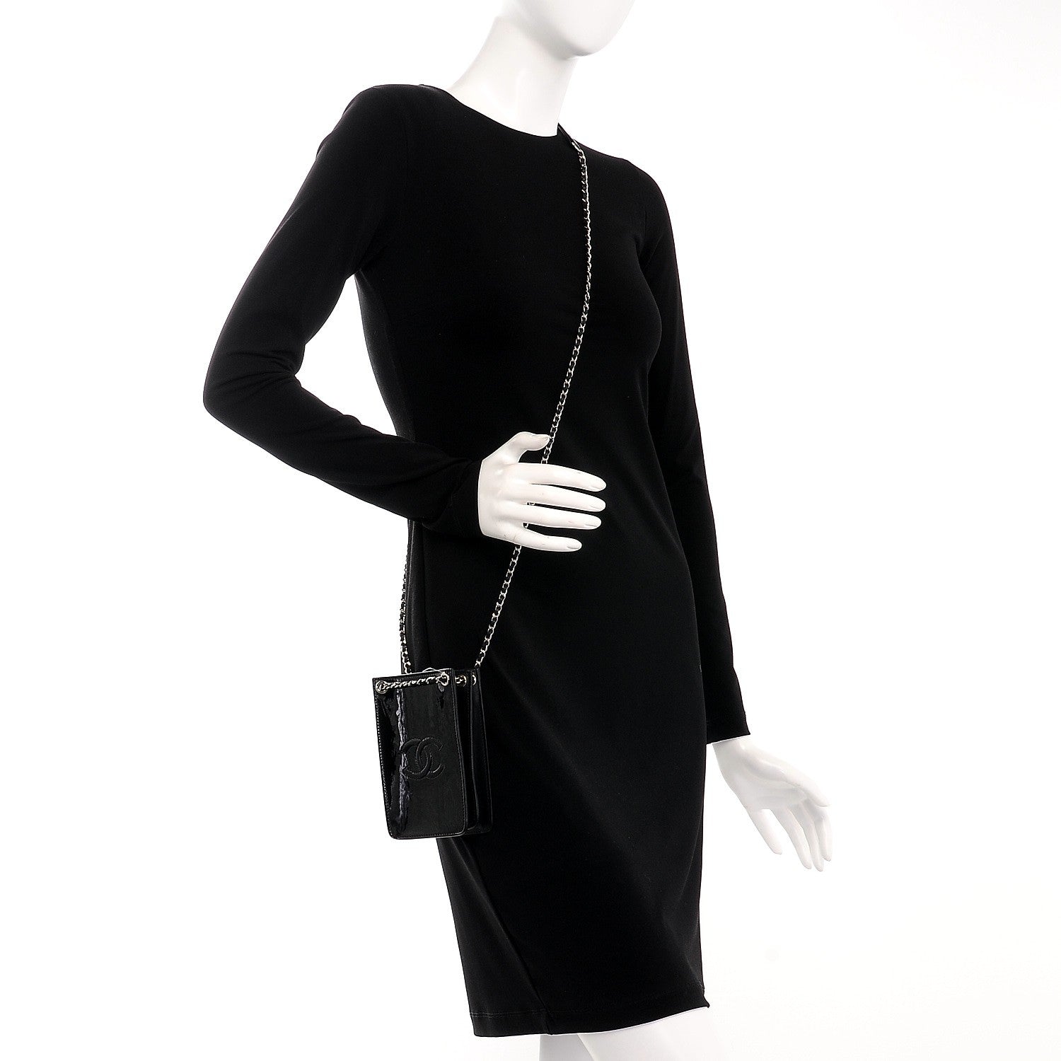 Chanel Patent CC Phone Holder Crossbody Black 3 of 9