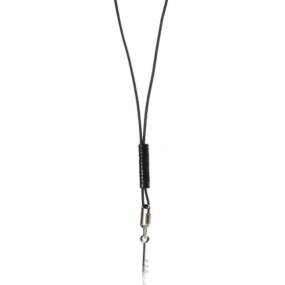 Hermes Lizard Palladium Permabrass Curiosite Pendant Necklace Black 1 of 6