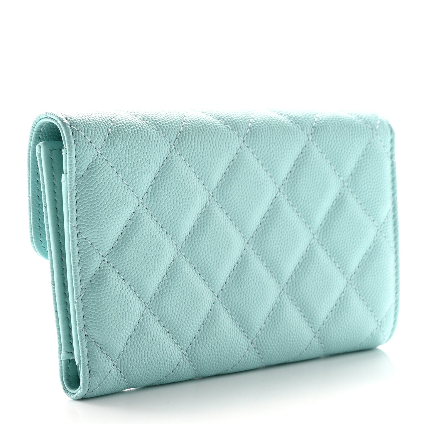 Caviar Quilted Medium Flap Wallet Light Blue