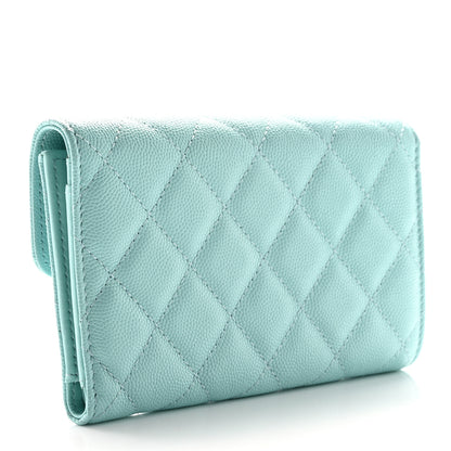 Chanel Caviar Quilted Medium Flap Wallet Light Blue 3 of 10